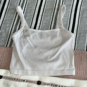White Ribbed Crop Top